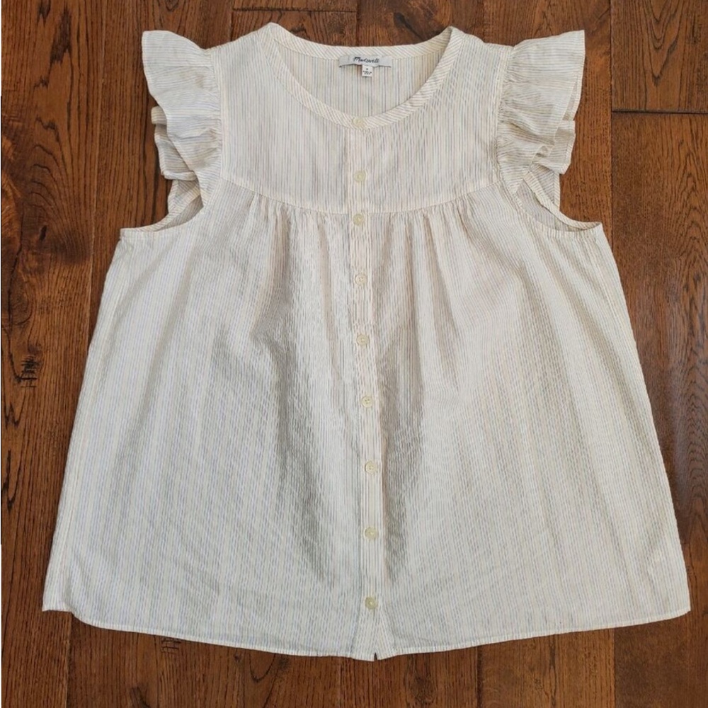 White Rainbow Striped Button Up Tank Top